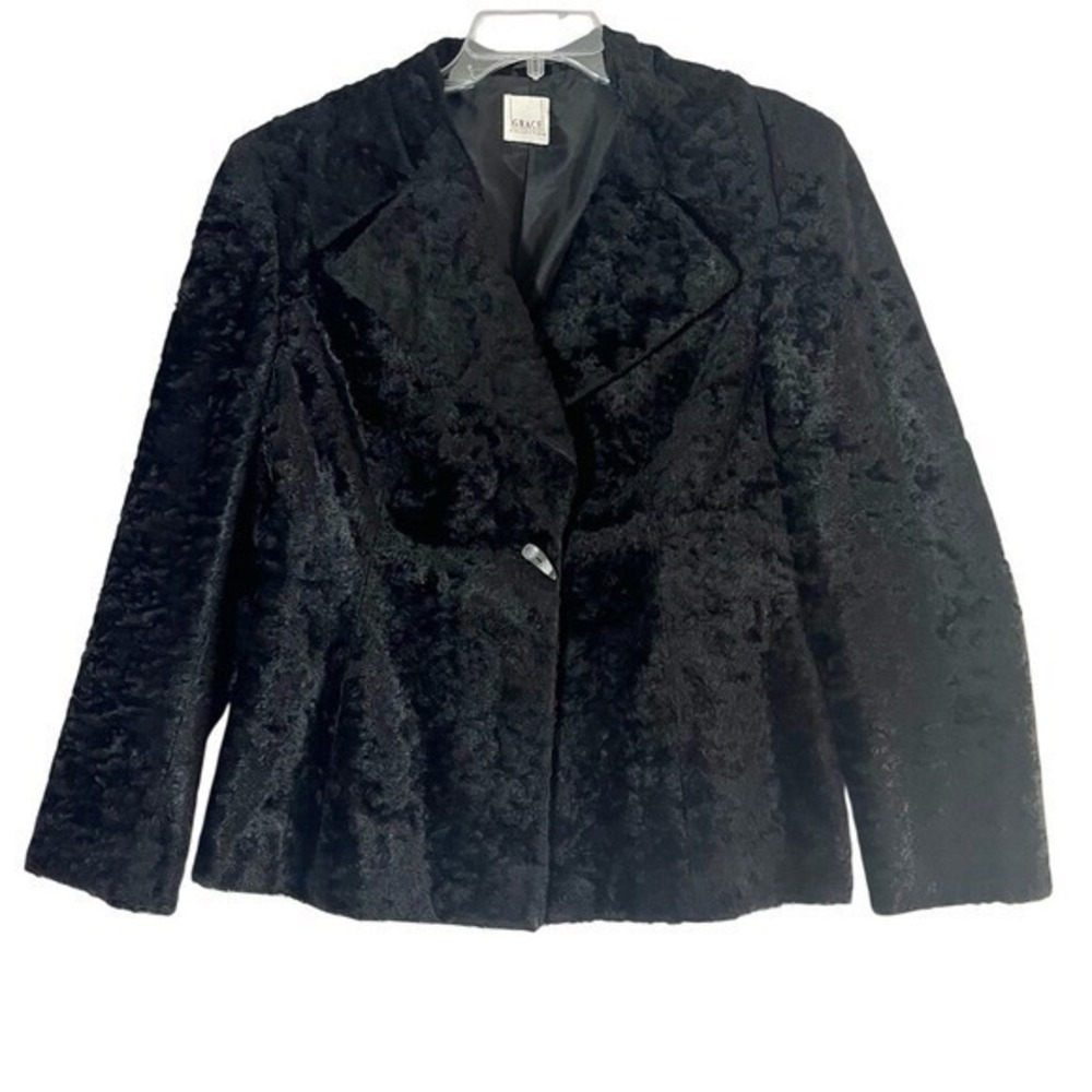 Grace Elements Faux Karakul Fur Texture Jacket • Mob Wife Aesthetic • Size 10